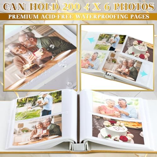 Dunzoom 50th Anniversary Wedding Photo Album Leather Gold Heart Window