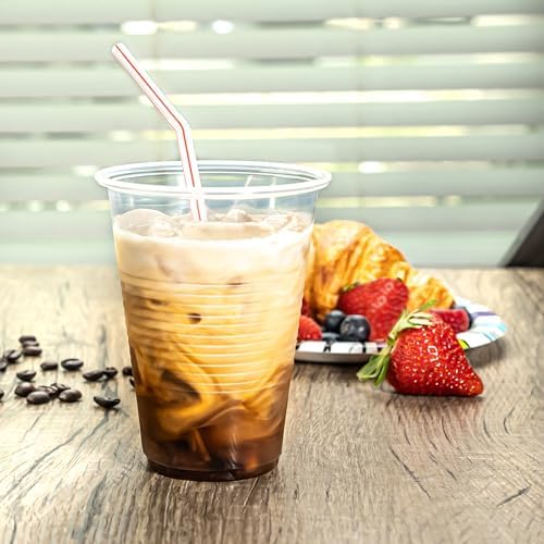 Amazon Basics Disposable Striped Plastic Flex Straws, 7.5" Long, Assorted Colors, 100 Count, Large Pack (Pack of 3)