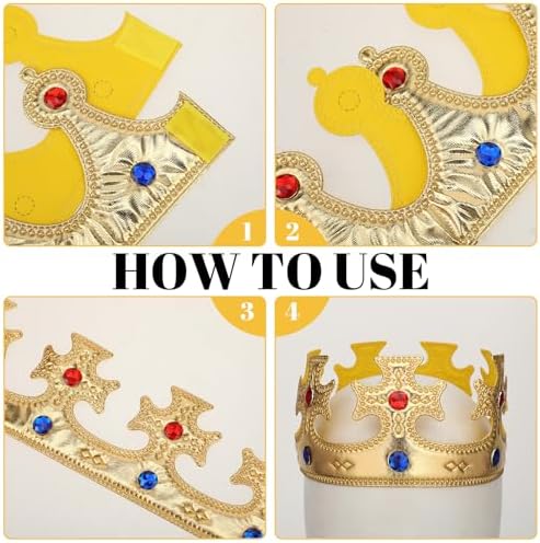 Xthrotsenk 6 Pcs Birthday King Crowns Foam Crowns Prince Princess Gold Crown King Queen Crown Hat Cap with Gems for Birthday Party Supplies Halloween Crown