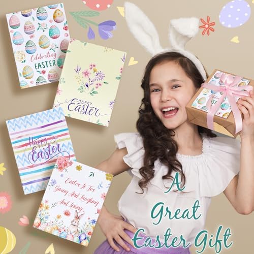 AmazingSpark 4 Set Mini Easter Gift Card Book Bunny Money Holder Envelope Booklet for Cash Easter Surprise Money Card Sleeve Book Eggs Rabbit Party Gift for DIY Basket Stuffer Spring Holiday Decor
