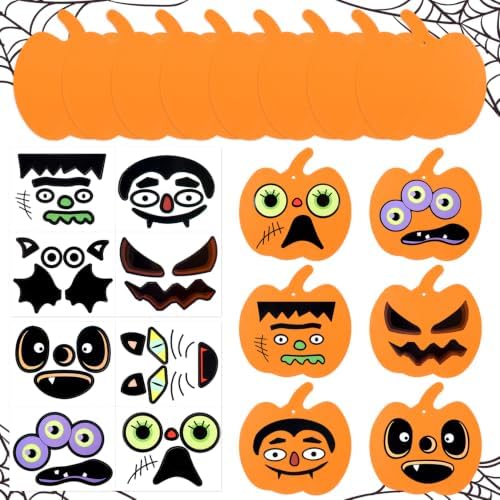 DIYASY 24 Pcs Pumpkin Craft Kits for Kids, Halloween DIY Foam Stickers Arts