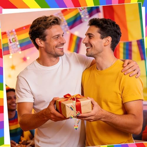 AUGSUN 189Pcs Pride Keychain Making Kit LGBT Rainbow DIY Keychain Craft