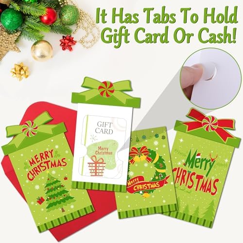 12 Set Christmas Money Gift Card Sleeves, Money Holder Cash Gift Ornaments