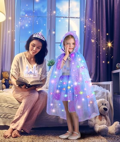 Princess Dress Up for Girls, Unicorn Light up Princess Cape Princess Dress