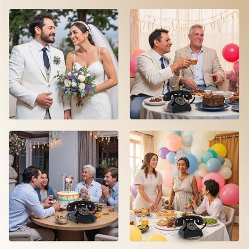 Audio Guest Book Wedding Phone,Audio Guestbook Phone Vintage Style Audio Message Voicemail for Graduation Retirement Party Birthdays Baby Shower Special Occasions (Black)