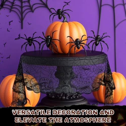 Pangda Halloween Spider Web Mantle Scarf Black, 18*96inch, Pumpkin