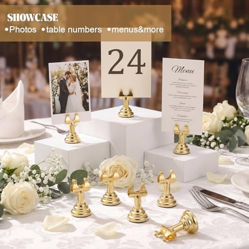 24 Pcs Gold Table Number Holders Metal 1.8 in Place Card Holders