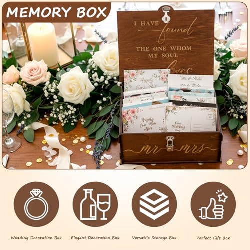 OurWarm Large Wedding Keepsake Box With Lock, Bridal Shower Gifts