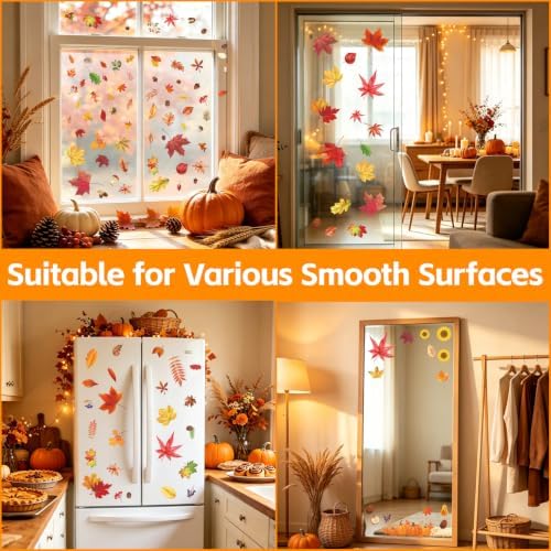 Fall Window Clings 9 Sheets Thanksgiving Static Stickers for Glass Decor