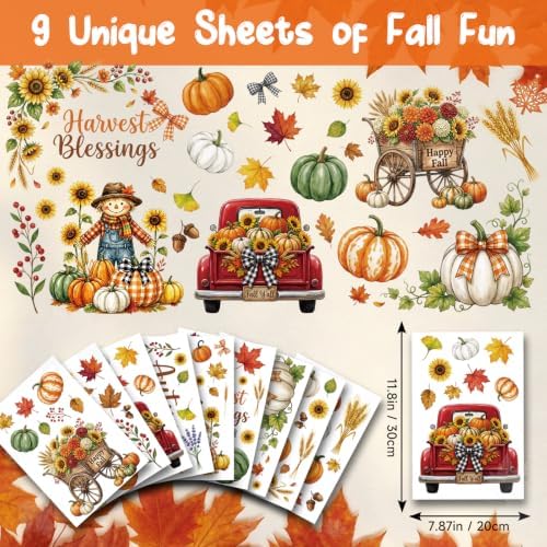 Fall Window Clings Decor Autumn Harvest Thanksgiving Decorations Stickers