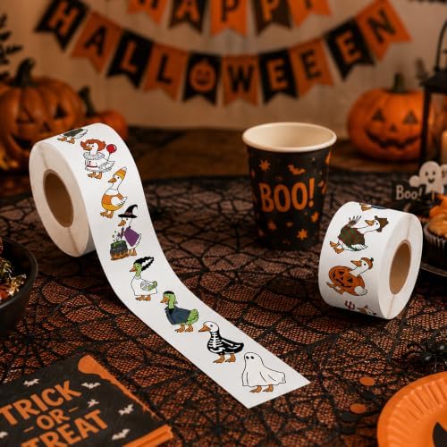 Eartim Halloween Funny Goose Sticker Rolls Self-Adhesive Decorative Decals