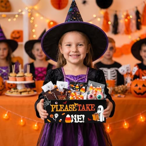 CJiangpo Halloween Candy Bowl Holder 3D Large Wooden Trick or Treat Holder