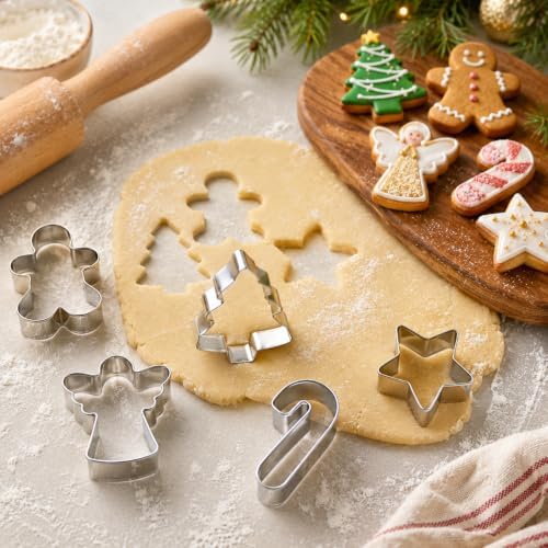 Mini Christmas Cookie Cutters, Metal Holiday Shapes, 15-Piece Set