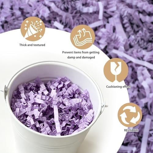 Zankubom 10 LB Light Purple Crinkle Cut Paper Shred Filler Great for Gift Wrapping, Basket Fillers, Birthday, Gift Wrapping, Anniversary, Halloween Thanksgiving Christmas Party Decor Filling Supplies