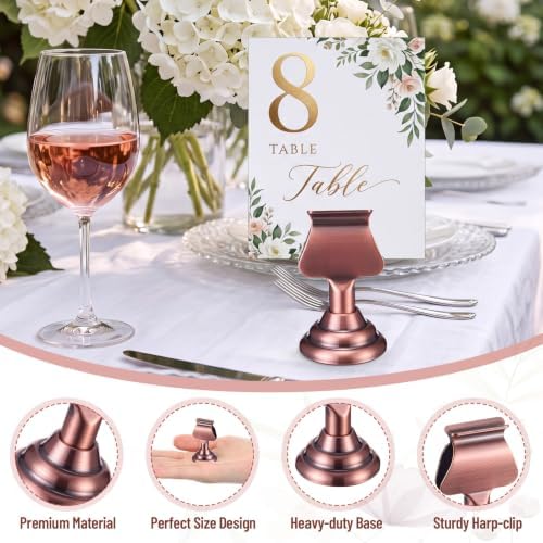 Kathfly 24 Pcs Table Number Holders Metal Place Card Clip,Antique Copper