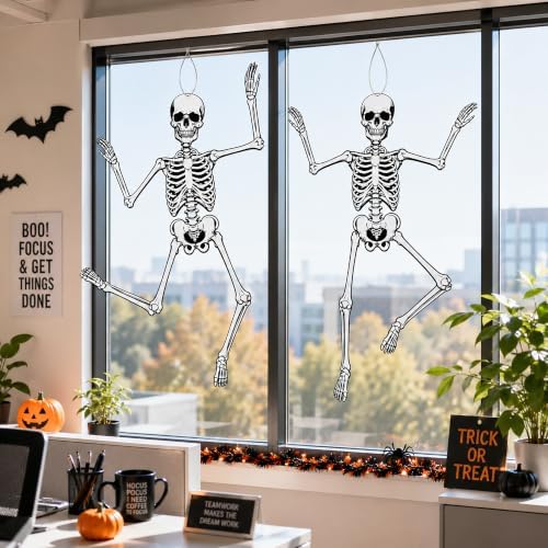 4Pcs 48" Halloween Paper Jointed Skeletons, Posable Skeleton Cutouts