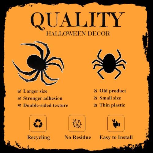 24 PCS Spider Wall Halloween Decorations, Realistic 3D Scary Spiders Wall Stickers for Home, DIY PVC Window Stickers Halloween Party Supplies Indoor
