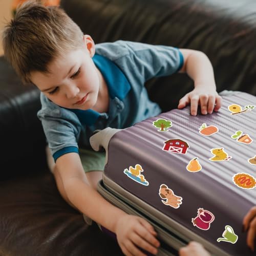 Xzentira 150 Pcs Farm Animal Stickers Pack,Non-Repeating Waterproof Farm Stickers for Kids,Cute Barnyard Patterns,Self-Adhesive Animal Stickers for Crafts,Bottles,Laptops and Farm Party Decor