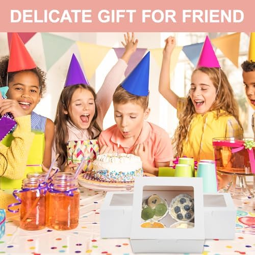 OAMCEG Cupcake Boxes with Window, 6x6x3 Inches Cookie Boxes,50 Pack,White