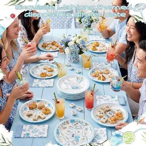 100 Pcs Mahjong Paper Plates 9 Inch Cocktail Disposable