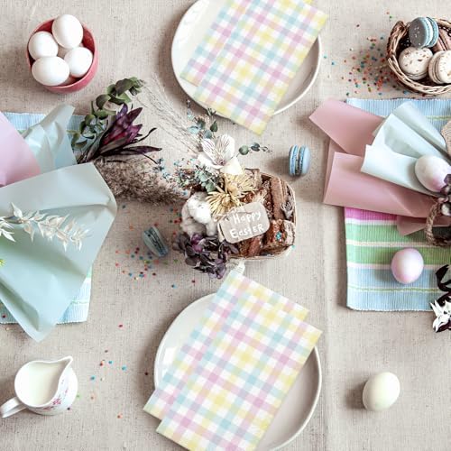 100Pcs Easter Pastel Plaid Paper Napkins