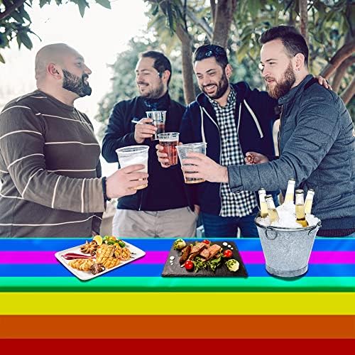 3 Pcs 108" x 54" Disposable Rainbow Tablecloth, Pride Month Table Cloth