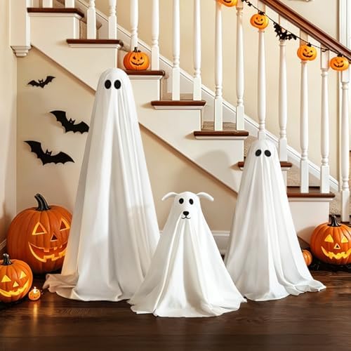 Halloween Decorations Outdoor - 3 Pack Lighted Spooky Ghost Decorations