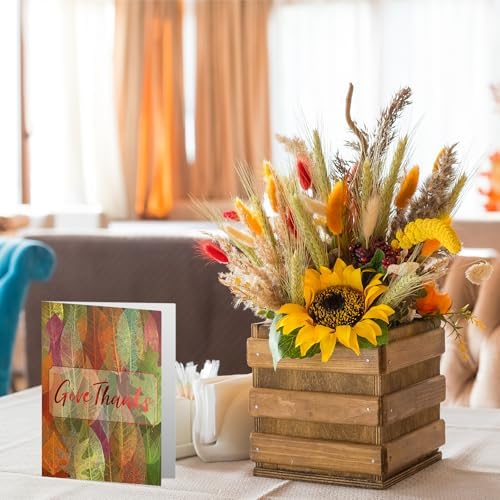 Fancy Land Glitter Thanksgiving Greeting Cards with Envelopes 24 Pack Bulk