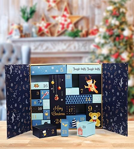 GWHOLE Christmas Advent Calendar 2026, 24 Refillable Gift Boxes, Blue