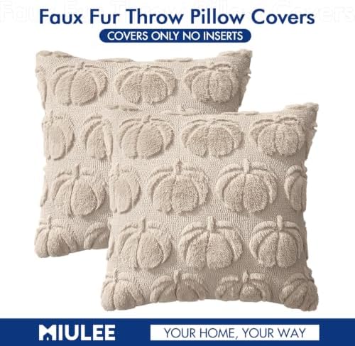 MIULEE Fall Pillow Covers Pumpkin Fall Decor 16x16 Beige