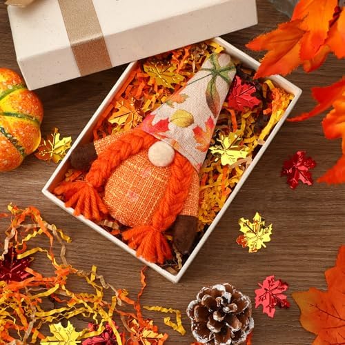 Jansun Fall Crinkle Paper Filler, Basket Stuffers with Maple Leaf Confetti