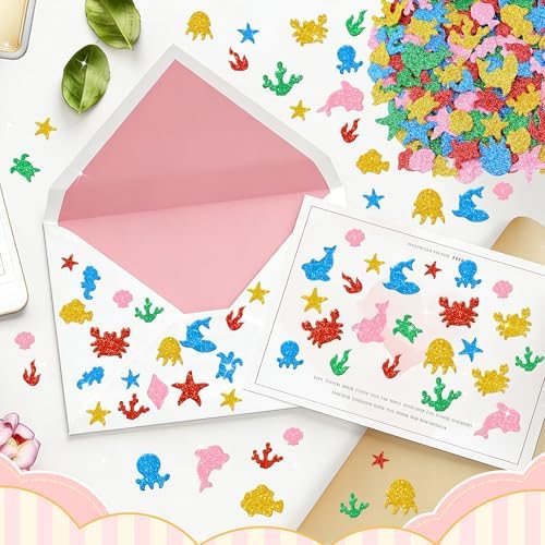 465Pcs Foam Stickers Glitter 3D Sea Animal Foam Shape Stickers,Sea Animal