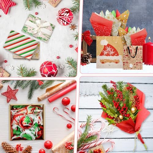AORZIT Christmas Tissue Paper 80 Sheets - Snowflake Snowman Pattern 14x20 Inch, Gift Bags & Boxes Wrapping Packaging, DIY Arts Crafts