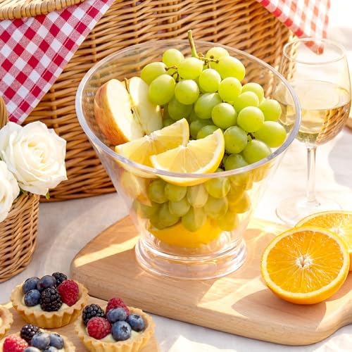 LemonRoad 6 Pcs Clear Plastic Serving Bowls with Scoops, Candy Bowls for Party Table, Disposable Angled Buffet Containers Dishes for Salad Fruit Snacks Appetizer Bar Catering Supplies(30oz)