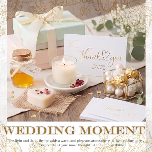 Eaasty 50 Sets Wedding Thank You Cards with Envelopes Stickers, 4x6 Inch