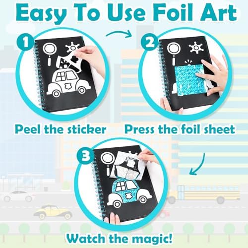 FUNNYB&G Foil Art Craft Kit for Kids, Sparkly Birthday Gift Toy for Boys