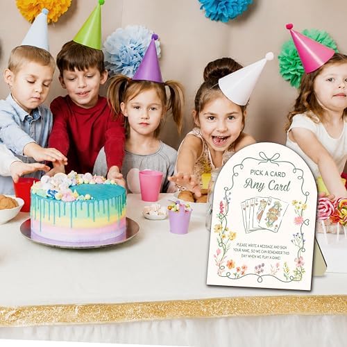 Playing Card Guest Book Sign, 8x10 Inch Arch Wooden Table Sign With Stand