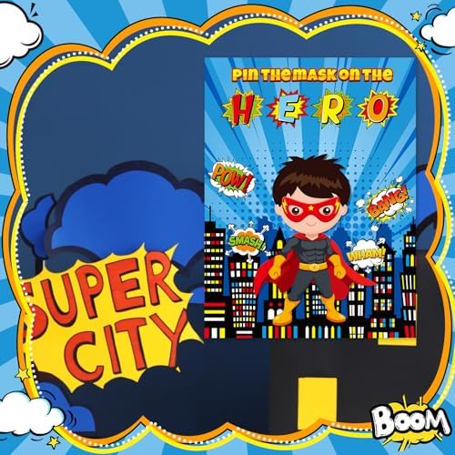Faccito Hero Party Games Pin Mask on The Cityscape Poster
