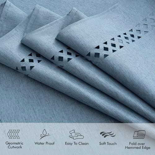 MIULEE Dusty Blue Rectangle Tablecloth with Decorative Cutouts 60x84 Inch