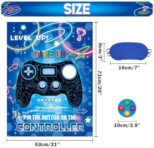 WERNNSAI Pin the Button on the Game Controller Gaming Party Decorations