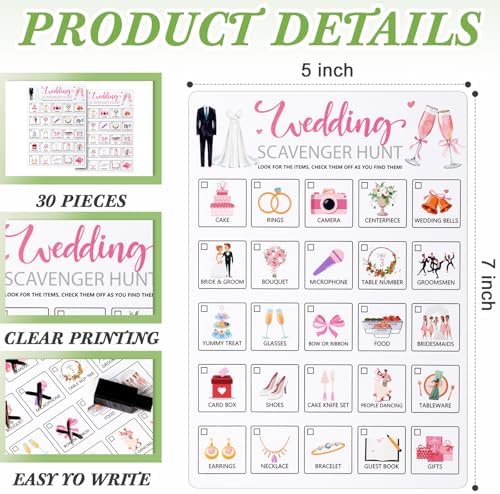 Hoolerry 30 Pcs Scavenger Hunt Cards for Kids Activities,Wedding
