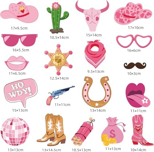 19 Pieces West Cowgirl Photo Booth Props Kit, Cowgirl Western Party Decorations Selfie Props for Western Cowboy Theme Party Favors Supplies (Cowgirl)