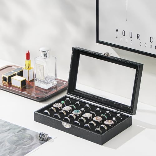 Ring Organizer Box for Jewelry,Rings Cufflinks Storage Case,Black