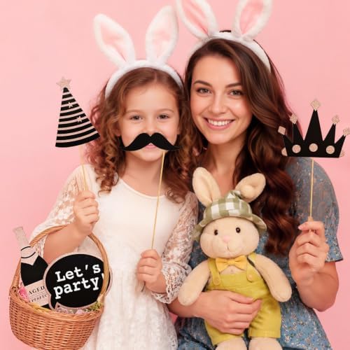 80Pcs Premium Birthday Photo Booth Props with 50Pcs Birthday Stickers