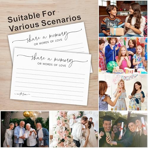 50 Pcs Share A Memory Of Love Cards- 4"x 6" Double Sided Fill- Memory Cards For Wedding, Graduation, Anniversary, Birthday, Retirement Party - Celebration Of Life Keepsake Cards（Minimalism White)- A02