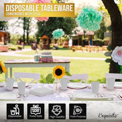Exquisite 182 Pcs White Plates and Napkins Party Supplies Plate Sets
