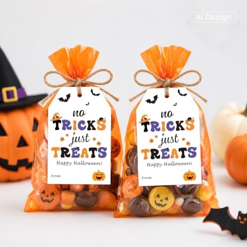 Alynta Halloween Tags with String 50Pcs Happy Halloween Paper Gift Tags