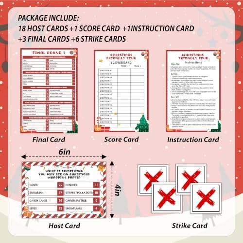 Christmas Friendly Feud Game, Snowman Themed Party Game for Family, Winter Party Supplies and Activities Decorations, Holiday Trivia Games for Large Groups, 1 Pack(02)