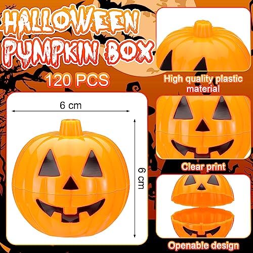 Lallisa 120 Pcs Halloween Pumpkin Container Bucket Plastic, Orange