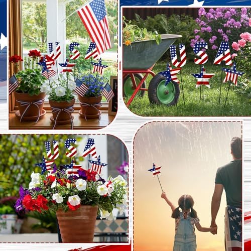 Pickmesh 6 Pcs 12" H 4th July Patriotic Outdoor Decor Metal Star Yard Sign